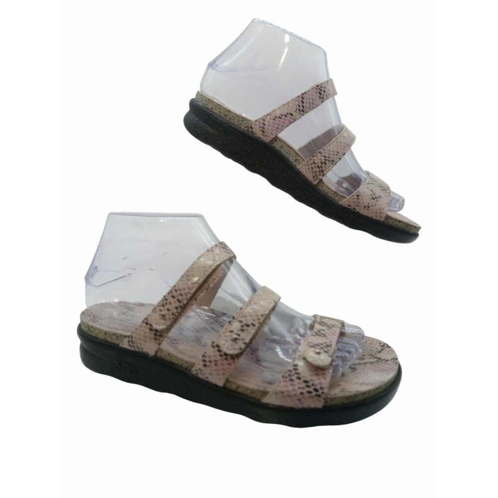 SAS Womens Iskia Adjustable Strap Sandals Pink Snake Print Size 6.5 Comfort USA